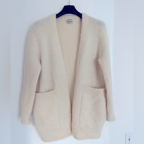 Acne Studios Sweaters - Acne Studies Astrid Alpaca Oversized Sweater Cardigan in Cream.